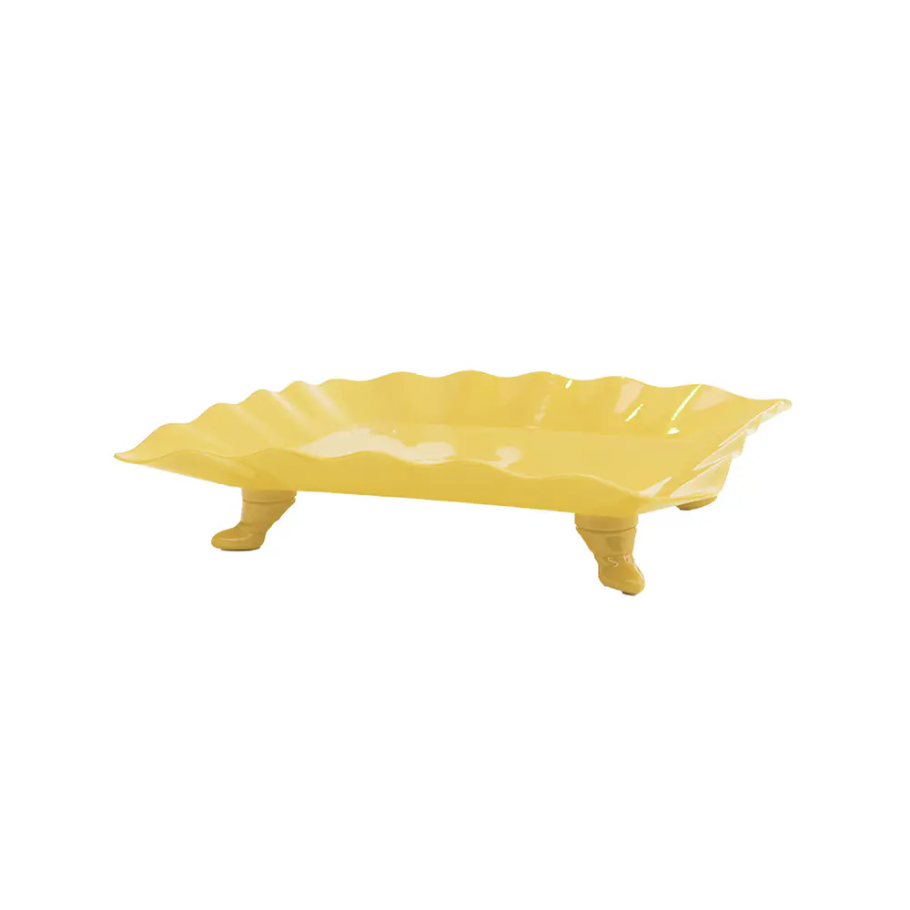 Soporte para torta con borde ondulado amarillo 23*29.5cm
