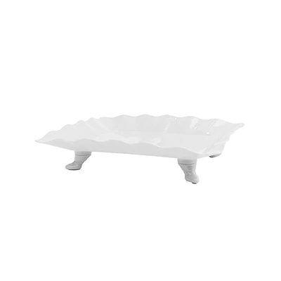 Soporte para torta con borde ondulado blanco 23*29.5cm