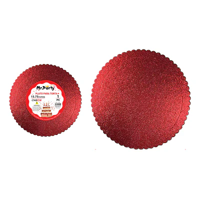 Bandeja base para torta con borde ondulado rojo 2mm*40cm 1pc