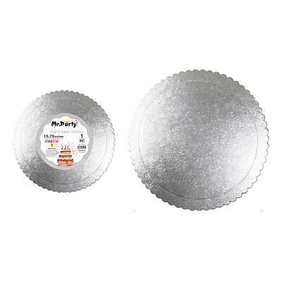 Bandeja base para torta con borde ondulado plateado 2mm*40cm 1pc