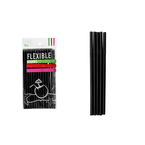 Bombillas plásticas negro 0.8*21cm 50pcs