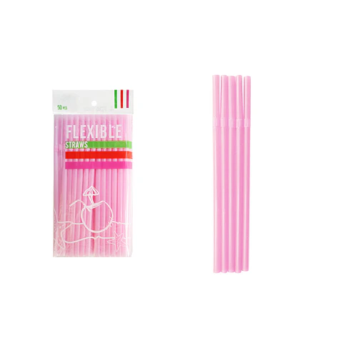 Bombillas plásticas rosa 0.8*21cm 50pcs
