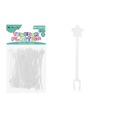 Mini tenedor blanco transparente 8.5cm 50pcs