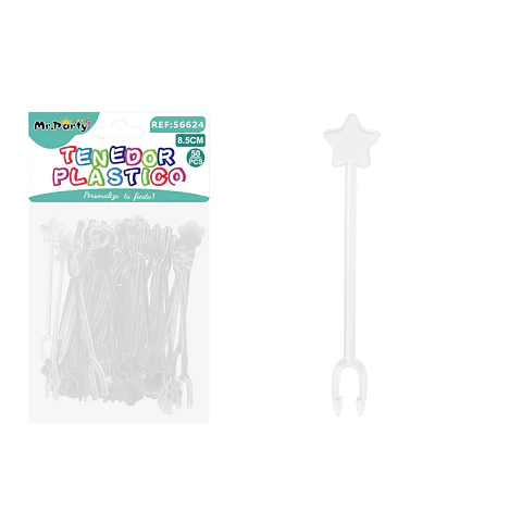 Mini tenedor blanco transparente 8.5cm 50pcs