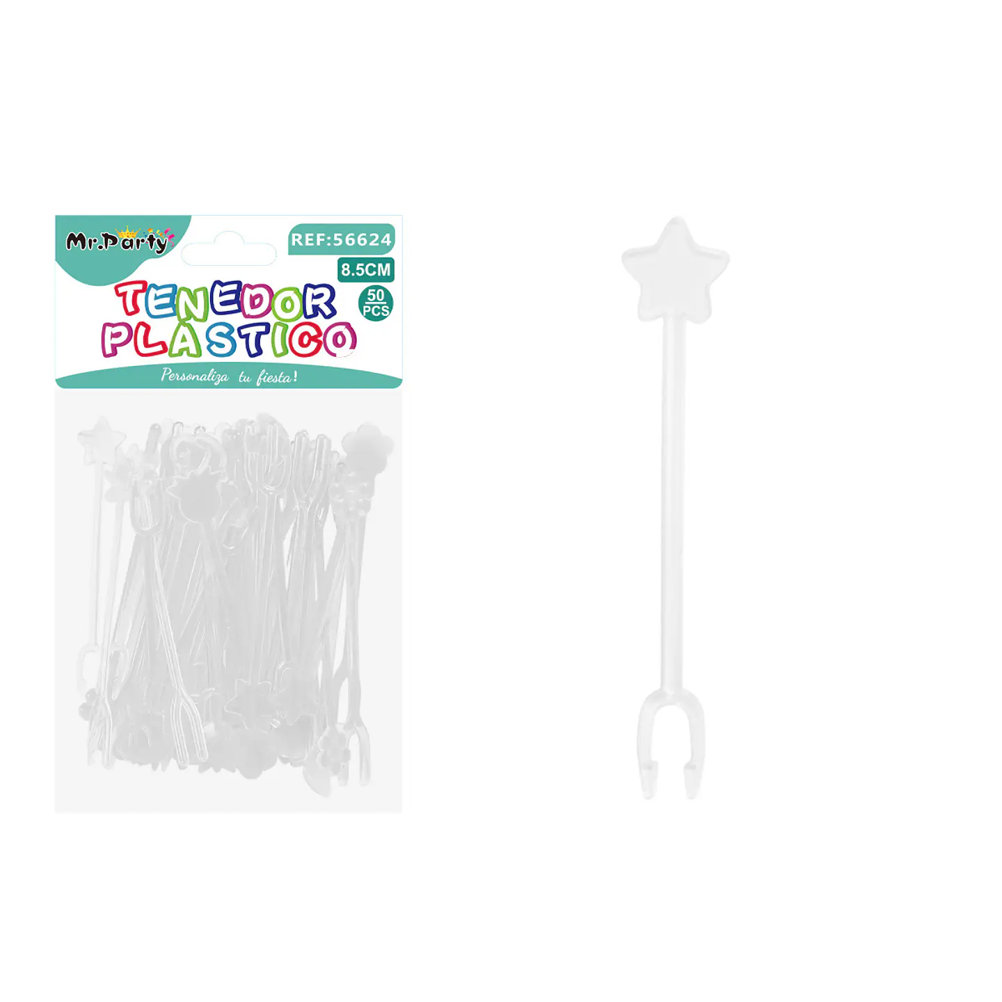 Mini tenedor blanco transparente 8.5cm 50pcs 1