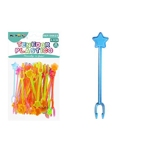 Mini tenedor colores surtidos 8.5cm 50pcs