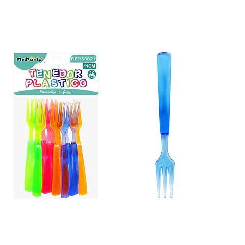 Mini tenedor mango esmerilado colores surtidos 11cm 12pcs