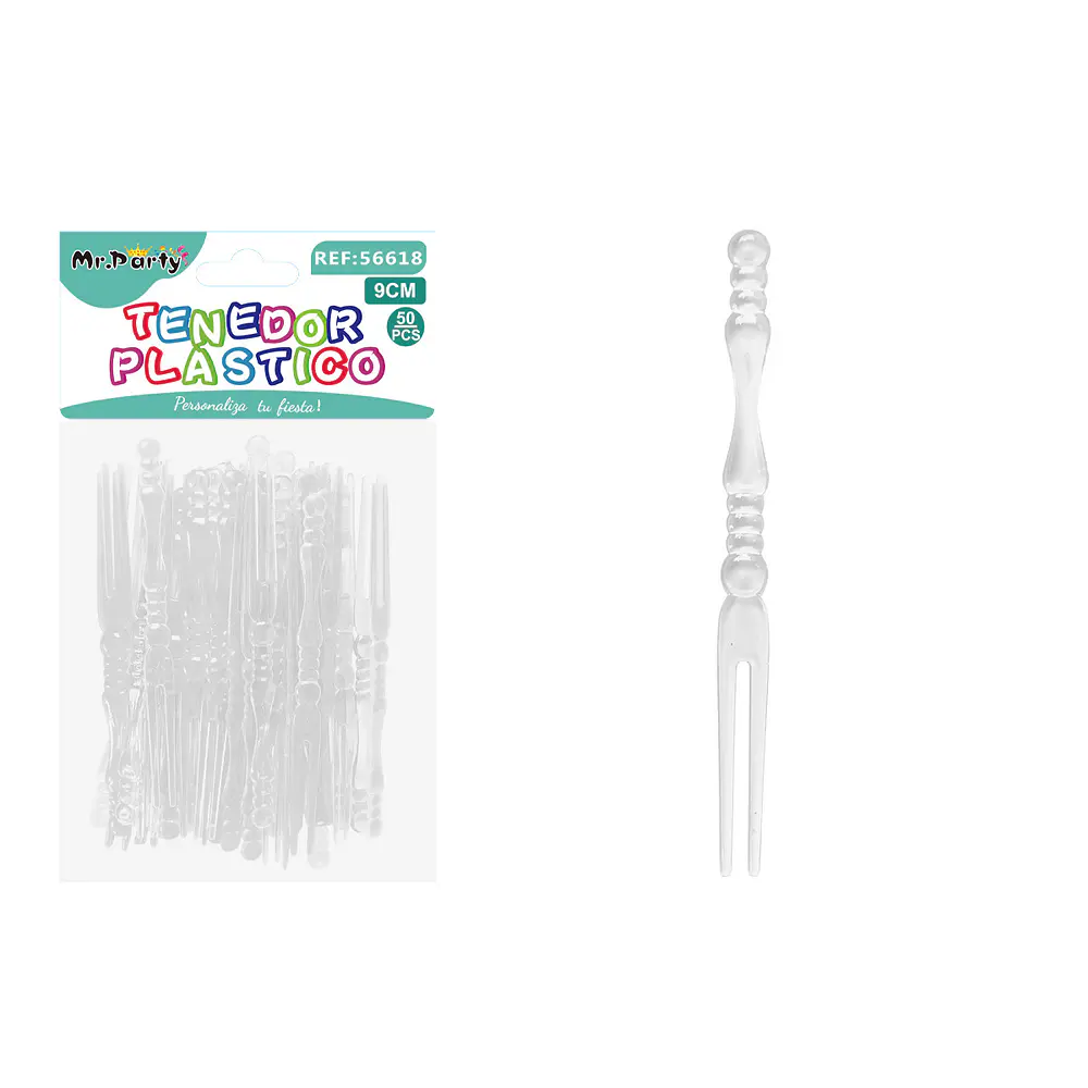 Mini tenedor para frutas blanco transparente 9cm 50pcs