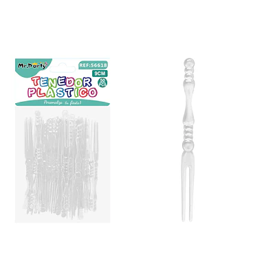 Mini tenedor para frutas blanco transparente 9cm 50pcs