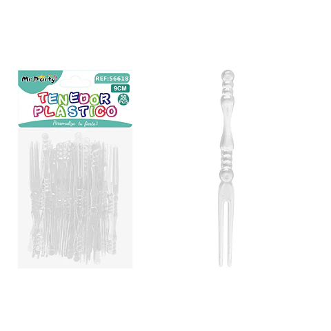 Mini tenedor para frutas blanco transparente 9cm 50pcs