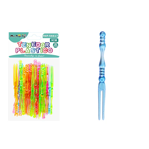 Mini tenedor para frutas colores surtidos 9cm 50pcs