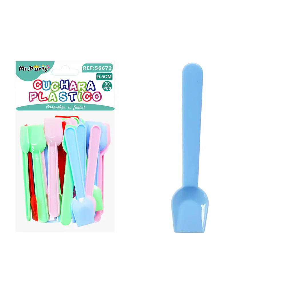 Cuchara PS punta cuadrada colores surtidos 9.5cm 30pcs