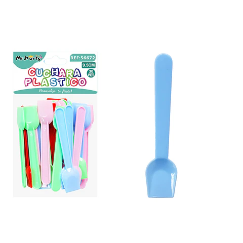 Cuchara PS punta cuadrada colores surtidos 9.5cm 30pcs