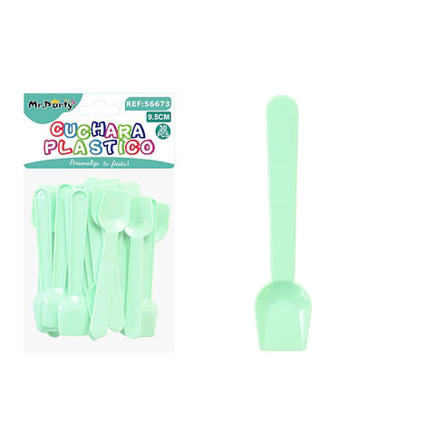 Cuchara PS punta cuadrada verde 9.5cm 30pcs