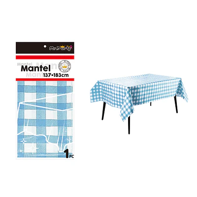 Mantel cuadritos azul claro 137*183cm