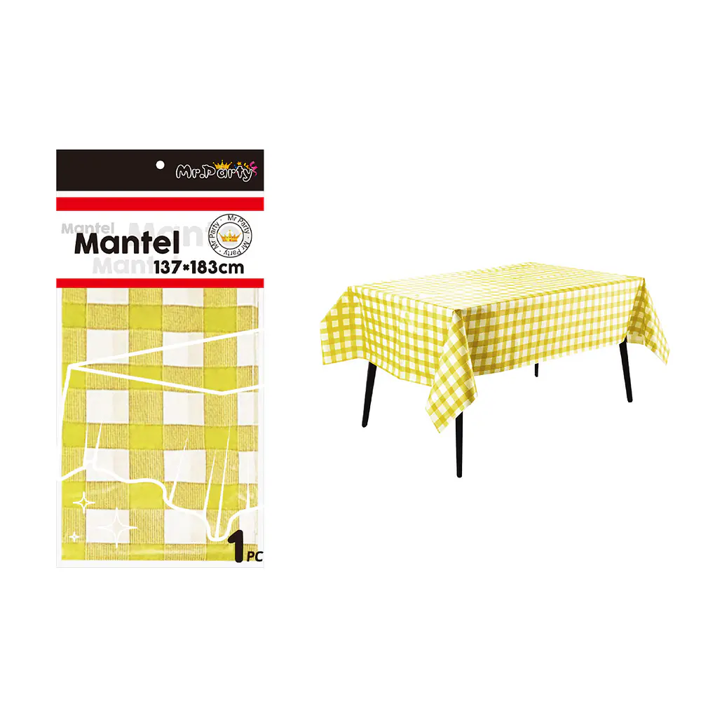 Mantel cuadritos amarillo 137*183cm
