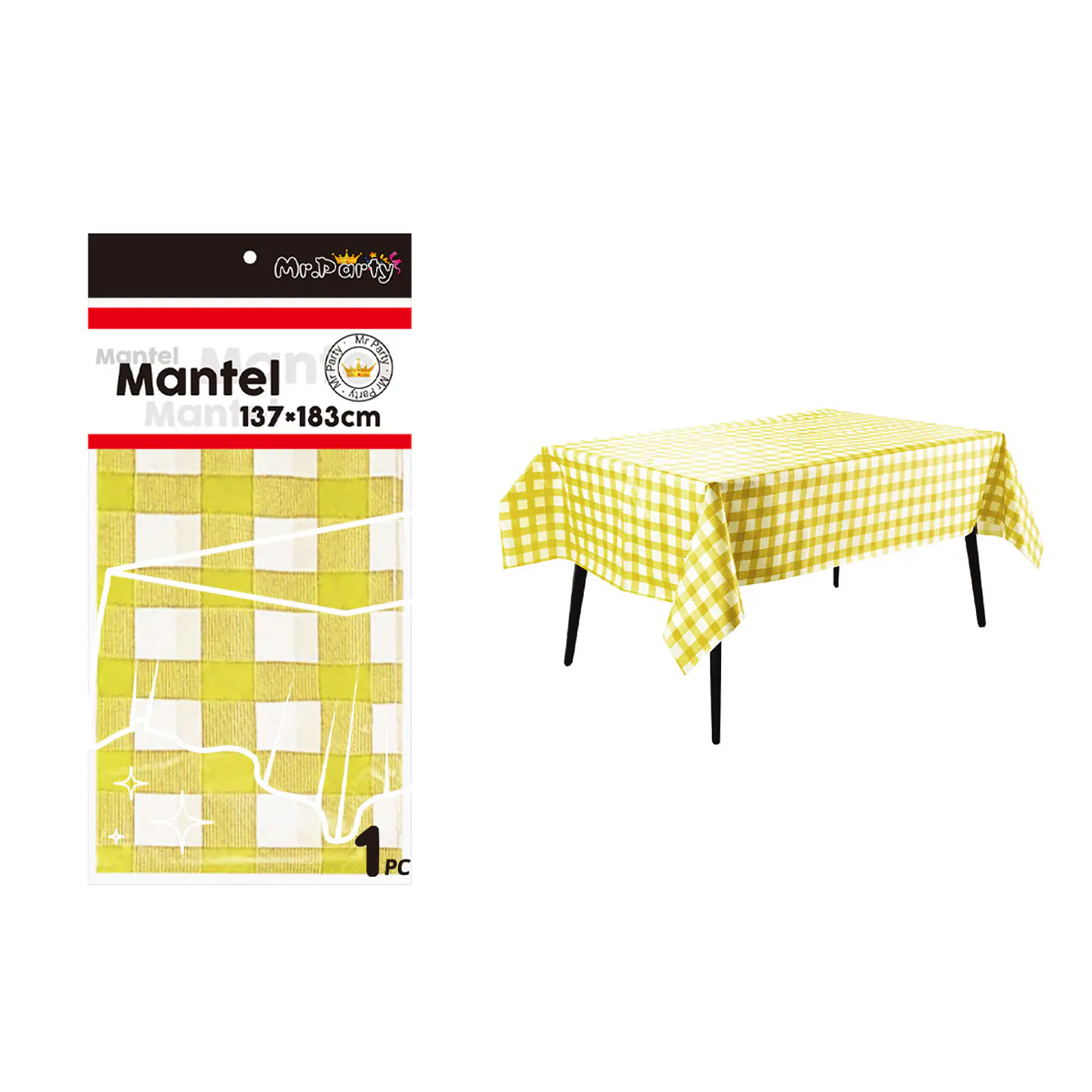 Mantel cuadritos amarillo 137*183cm 1