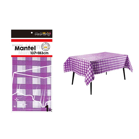 Mantel cuadritos morado 137*183cm