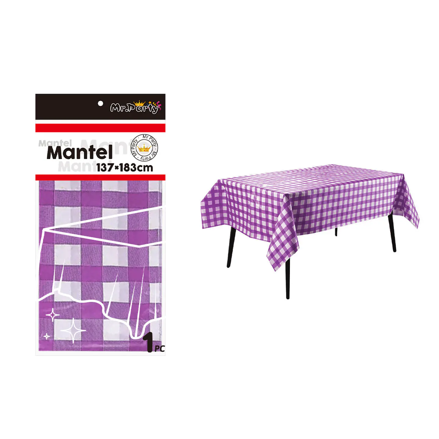 Mantel cuadritos morado 137*183cm 1