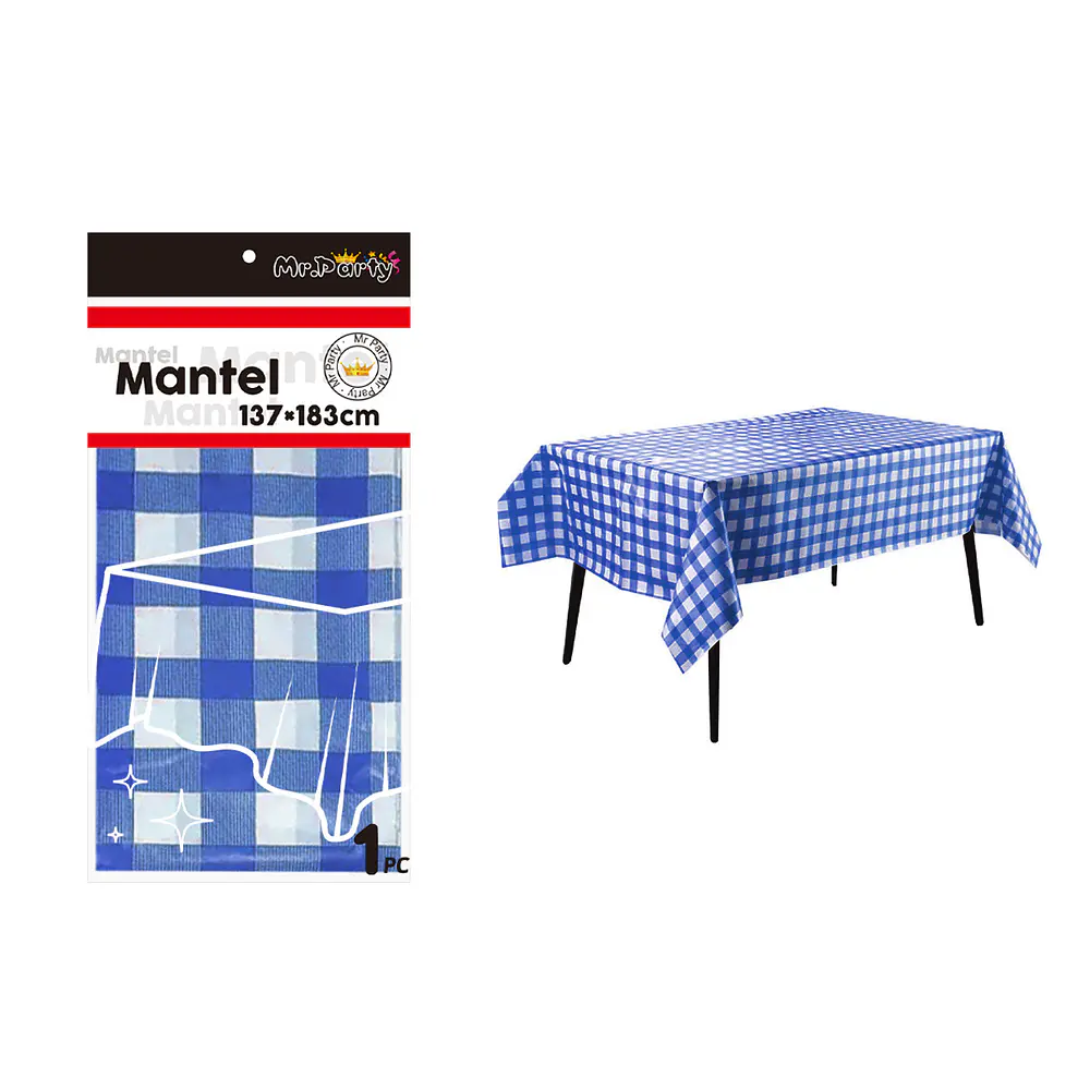 Mantel cuadritos azul 137*183cm