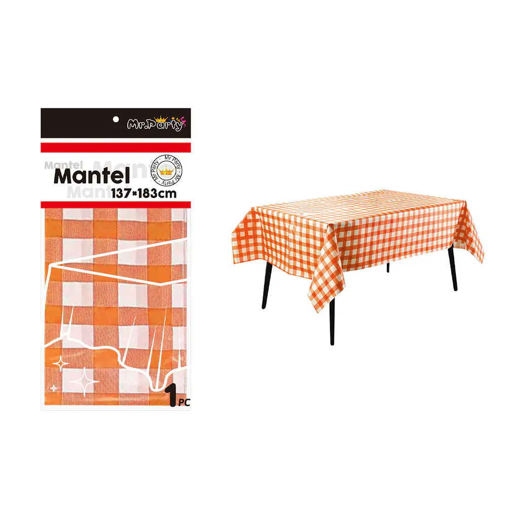 Mantel cuadritos naranja 137*183cm