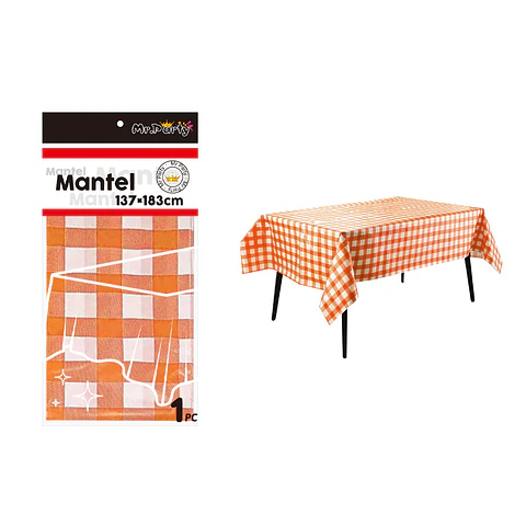 Mantel cuadritos naranja 137*183cm