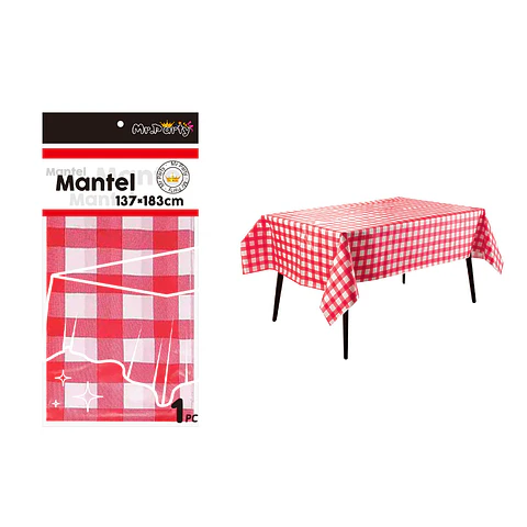 Mantel cuadritos rojo 137*183cm