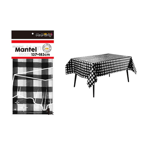 Mantel cuadritos blanco y negro 137*183cm