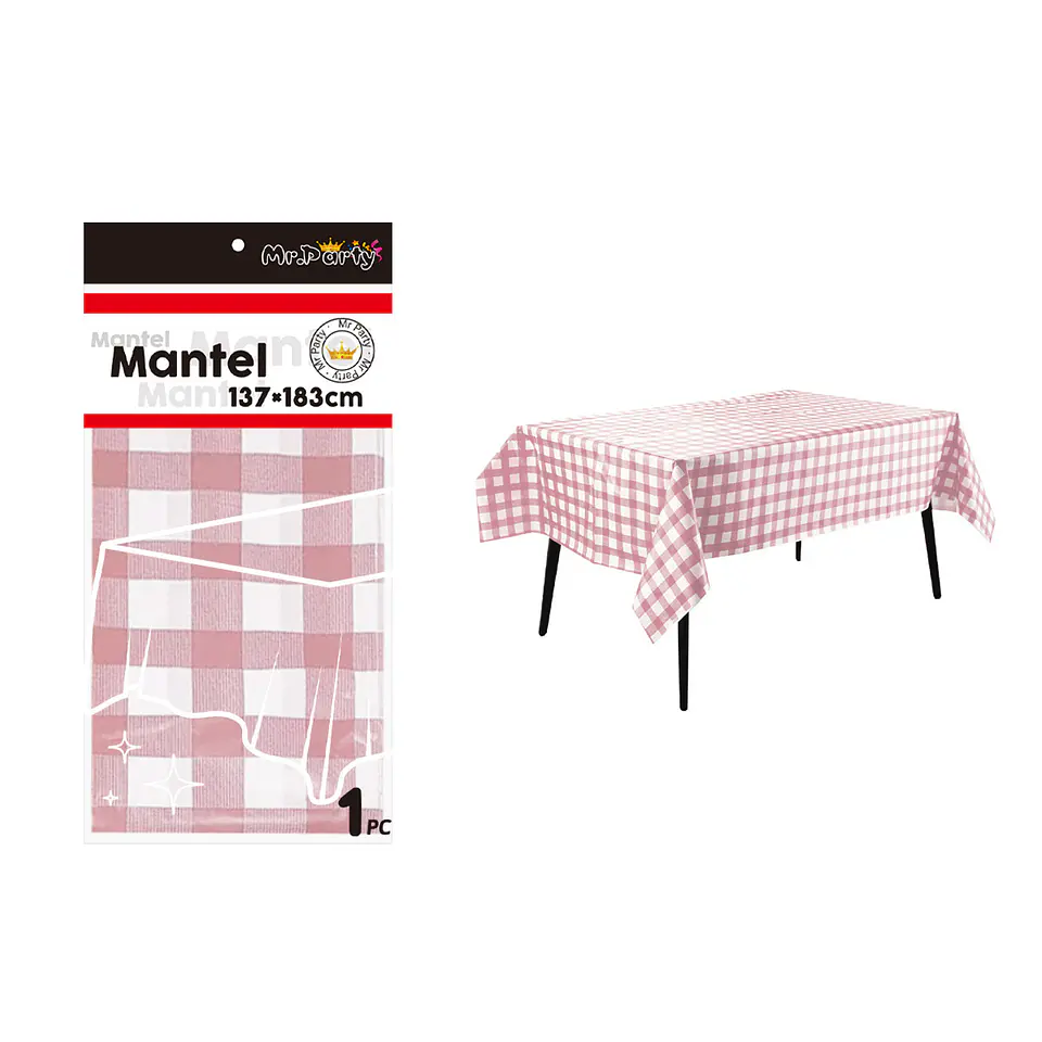Mantel cuadritos rosa claro 137*183cm 1