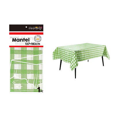 Mantel cuadritos verde claro 137*183cm