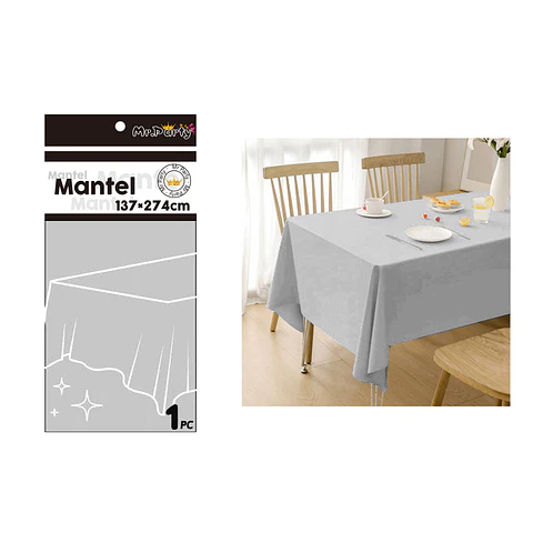 Mantel PE plástico plateado 137*274cm
