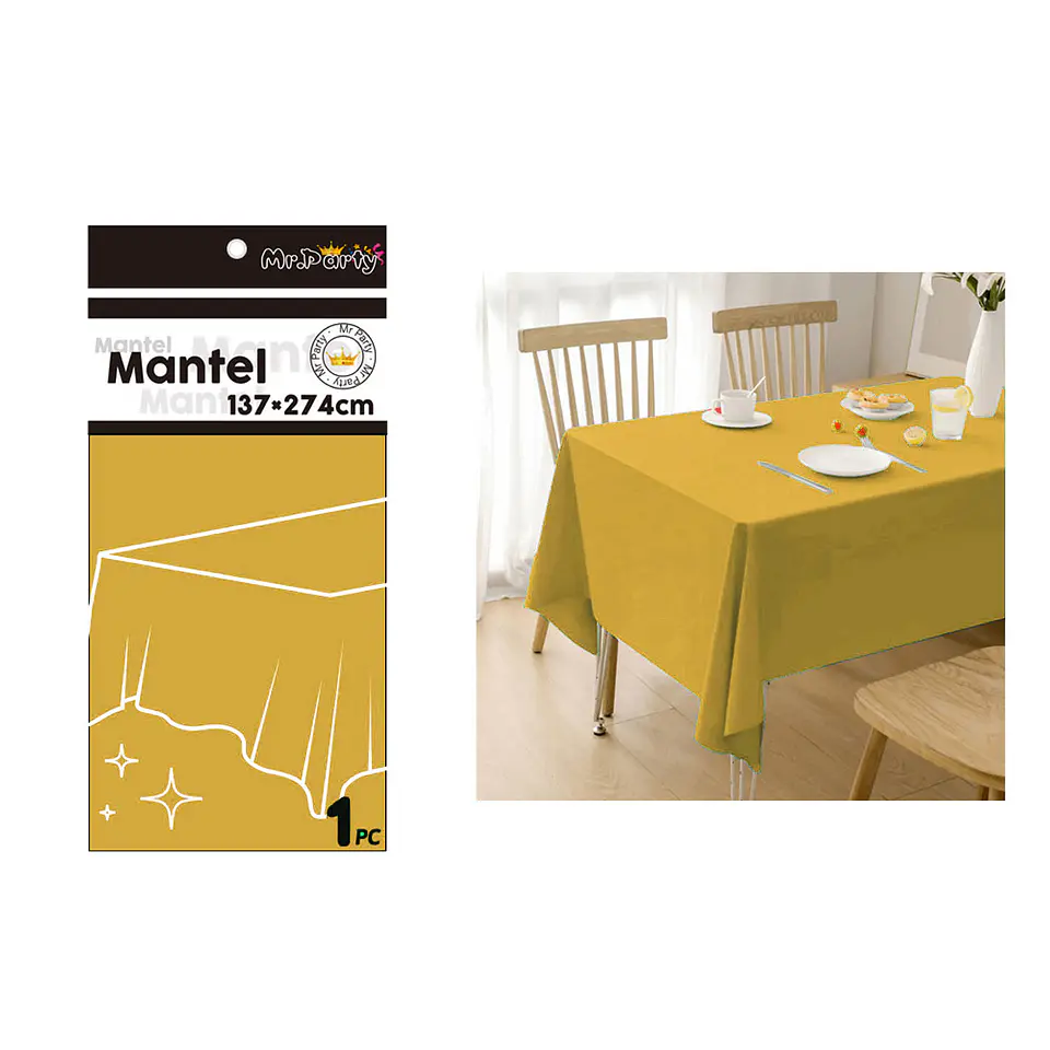 Mantel PE plástico dorado 137*274cm 1