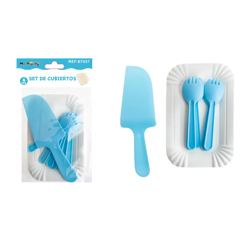 Set de servicios con platos y cubiertos azul oscuro 6pcs 1