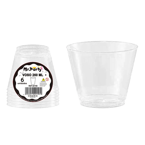 Vaso plásticos transparente 8.8*5*7.6cm 260ml 6pcs