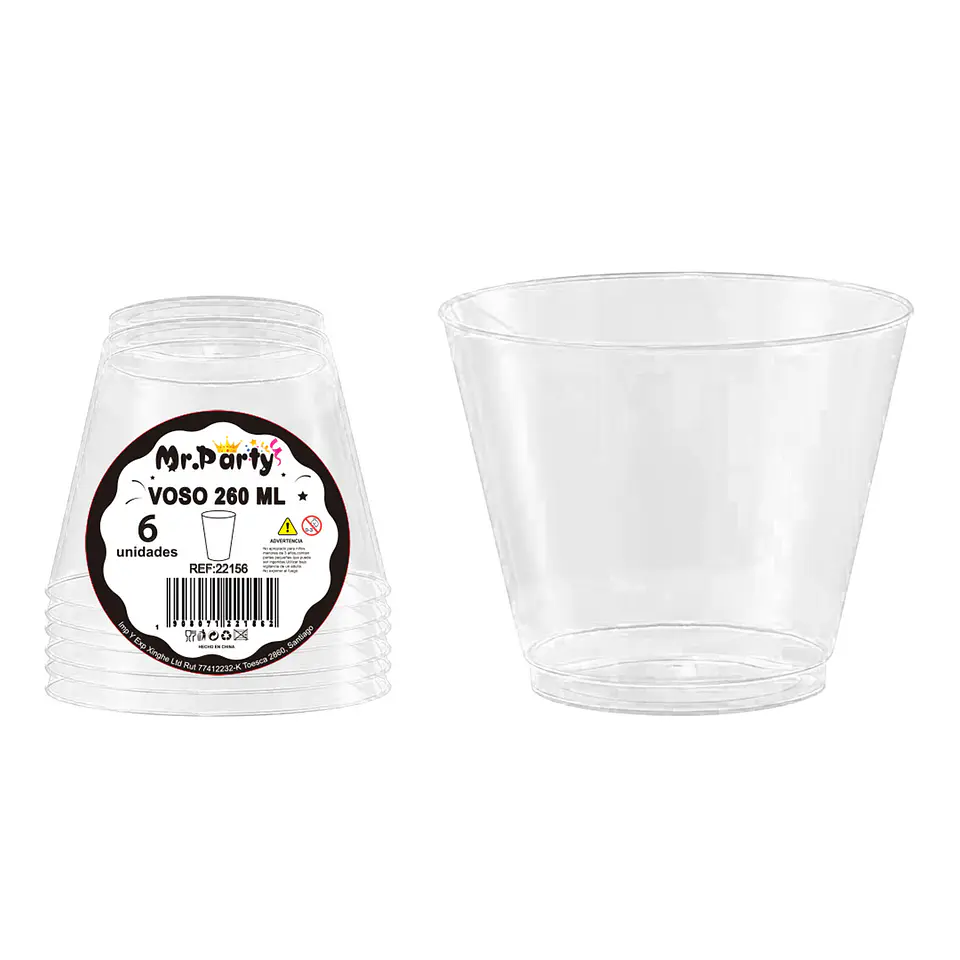 Vaso plásticos transparente 8.8*5*7.6cm 260ml 6pcs 1