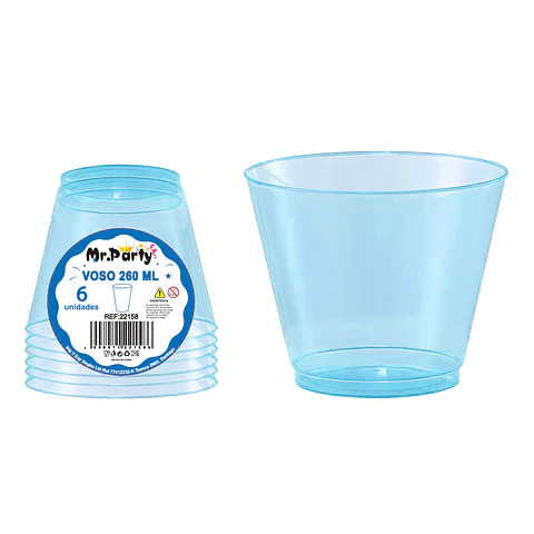 Vaso plásticos azul 8.8*5*7.6cm 260ml 6pcs