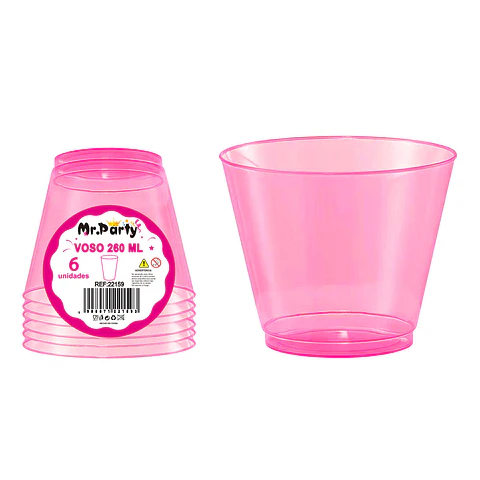 Vaso plásticos rosa 8.8*5*7.6cm 260ml 6pcs