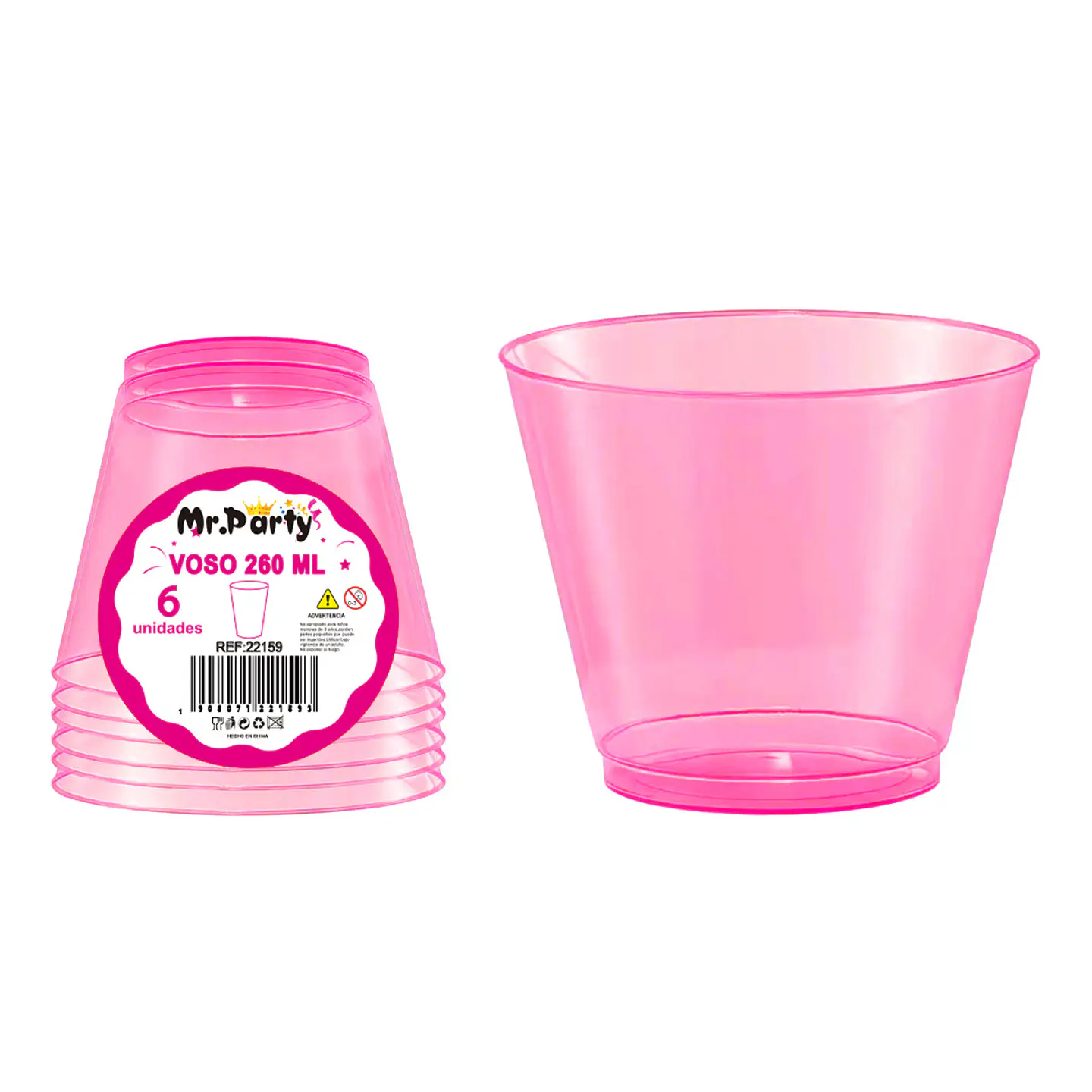 Vaso plásticos rosa 8.8*5*7.6cm 260ml 6pcs 1