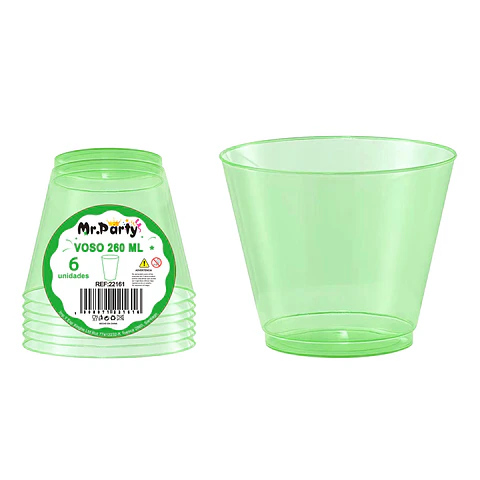 Vaso plásticos verde 8.8*5*7.6cm 260ml 6pcs
