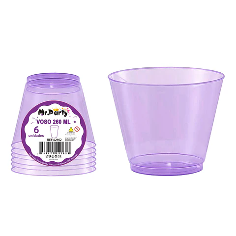 Vaso plásticos morado 8.8*5*7.6cm 260ml 6pcs