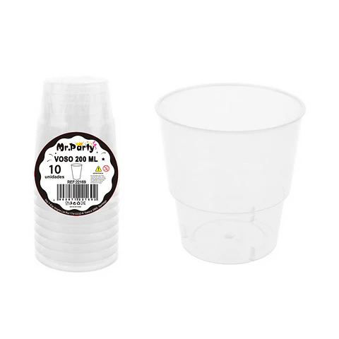 Vaso plásticos transparente 6.9*5*4.9*7.4cm 240ml 10pcs