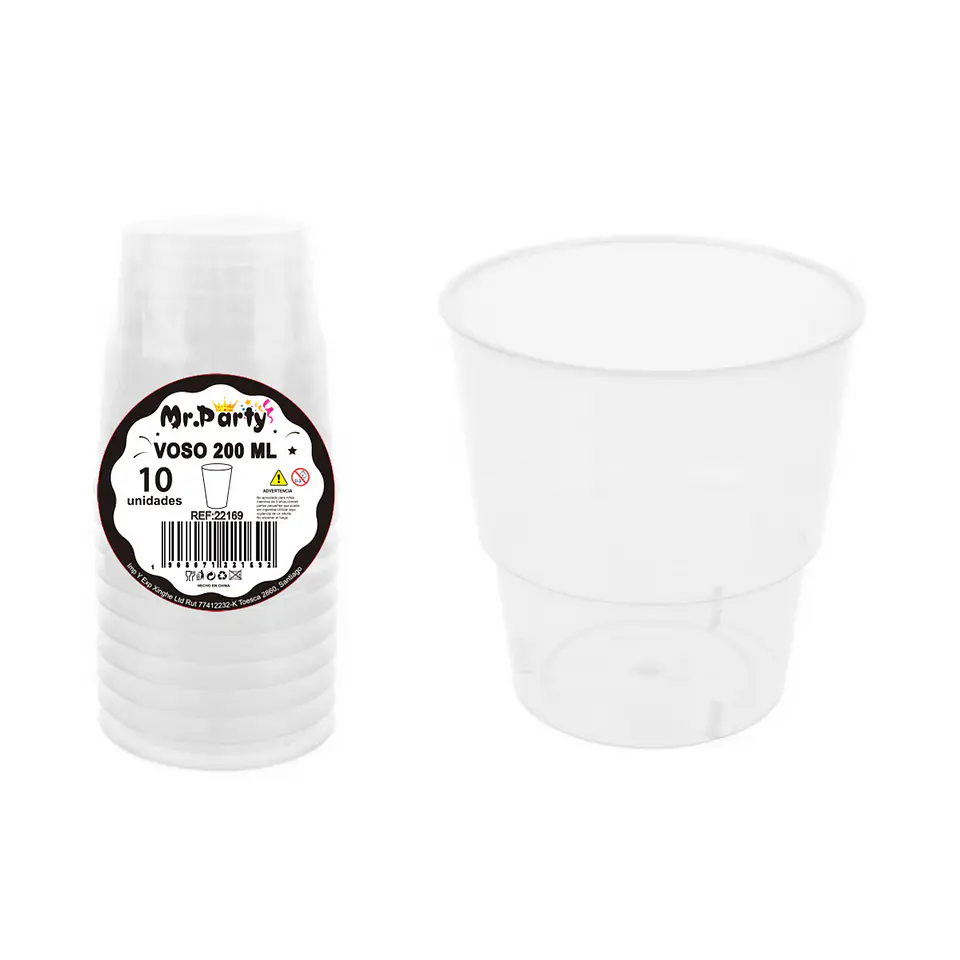 Vaso plásticos transparente 6.9*5*4.9*7.4cm 240ml 10pcs 1