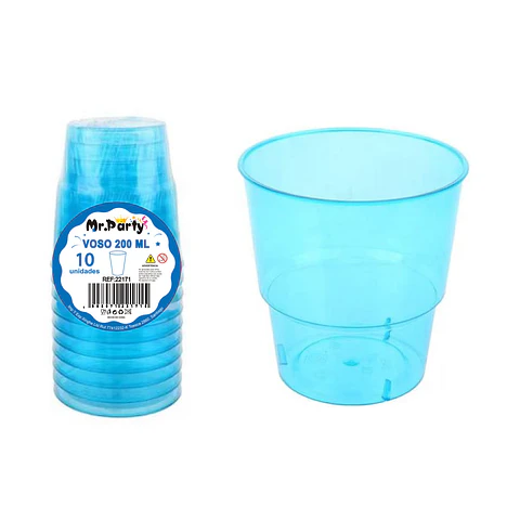 Vaso plásticos azul 6.9*5*4.9*7.4cm 240ml 10pcs