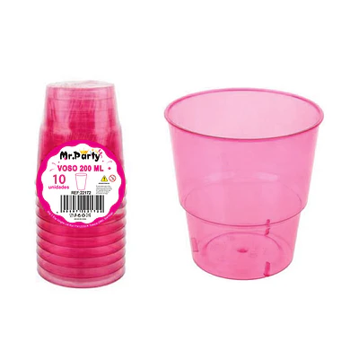 Vaso plásticos fucsia 6.9*5*4.9*7.4cm 240ml 10pcs