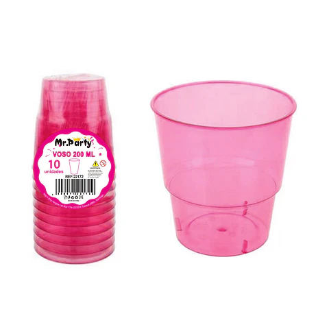 Vaso plásticos fucsia 6.9*5*4.9*7.4cm 240ml 10pcs
