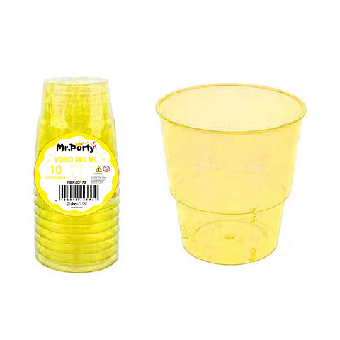 Vaso plásticos amarillo 6.9*5*4.9*7.4cm 240ml 10pcs