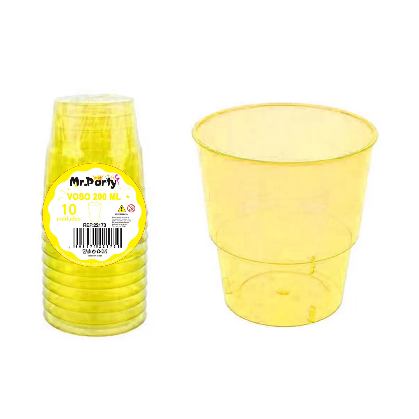 Vaso plásticos amarillo 6.9*5*4.9*7.4cm 240ml 10pcs 1