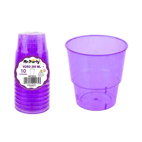Vaso plásticos morado 6.9*5*4.9*7.4cm 240ml 10pcs