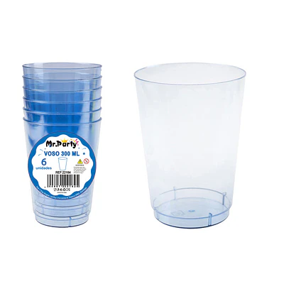 Vaso plásticos azul 7.5*5*10.3cm 300ml 6pcs