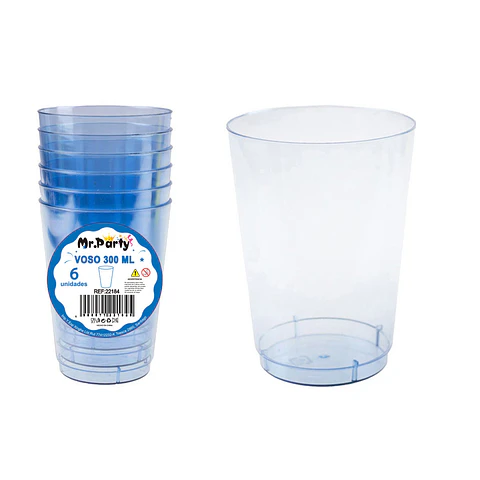 Vaso plásticos azul 7.5*5*10.3cm 300ml 6pcs
